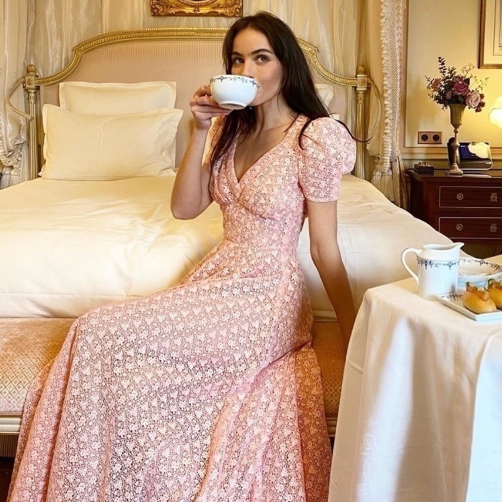 LoveShackFancy Castella gown Peach size 2